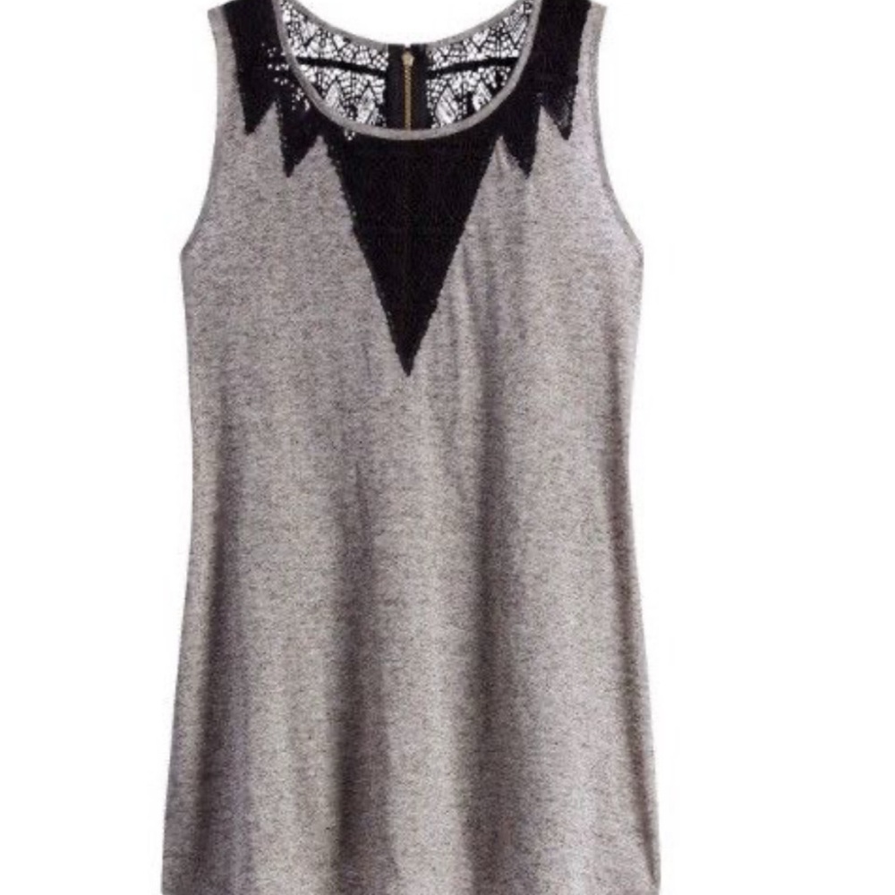 [Pixley] gray + black lace tank